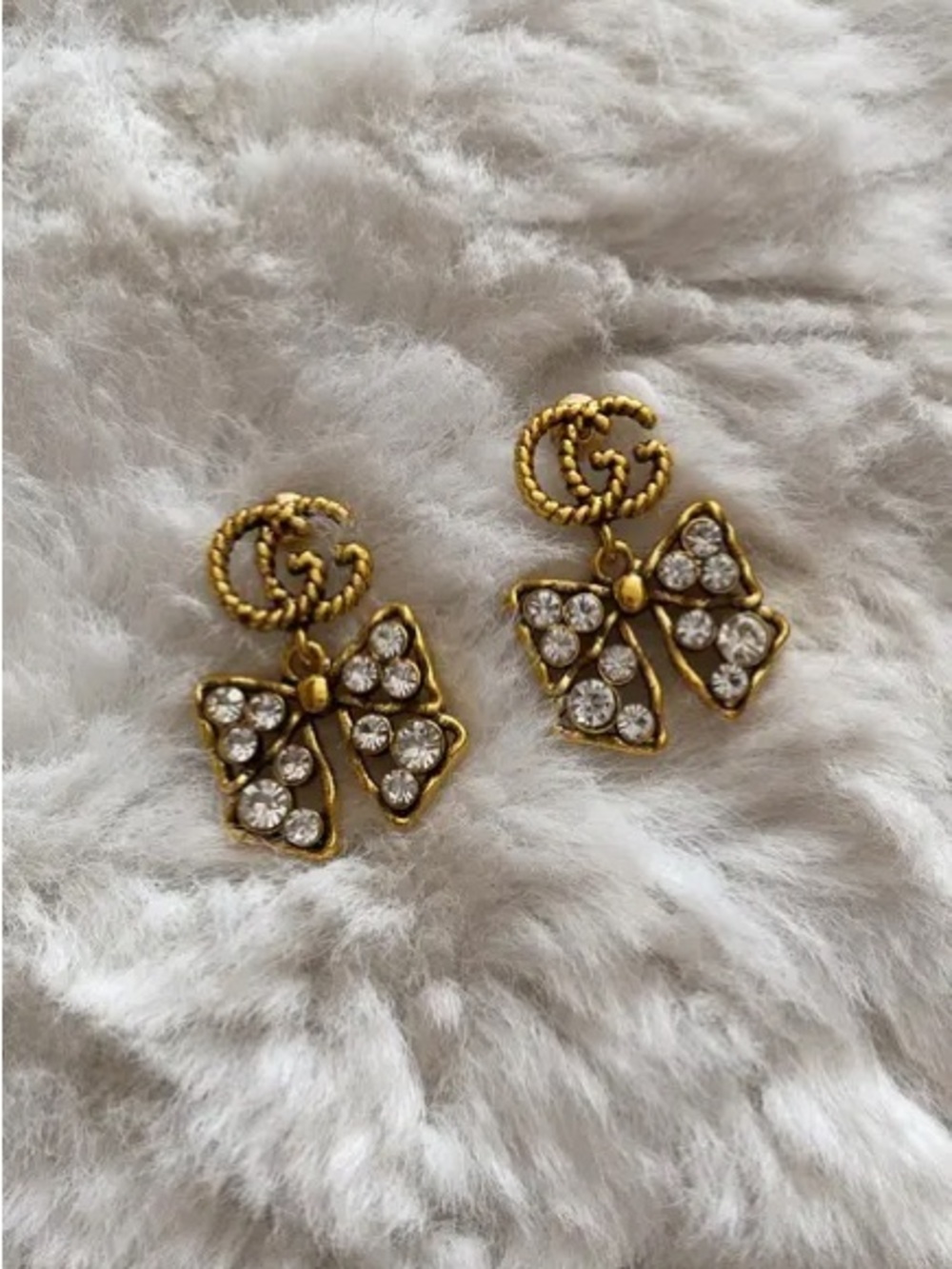 Gucci Bow Crystal Drop Earrings